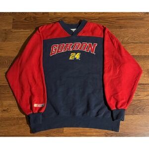 Vintage Chase Authentics NASCAR Jeff Gordon 24 Sweatshirt Navy Red Mens Large